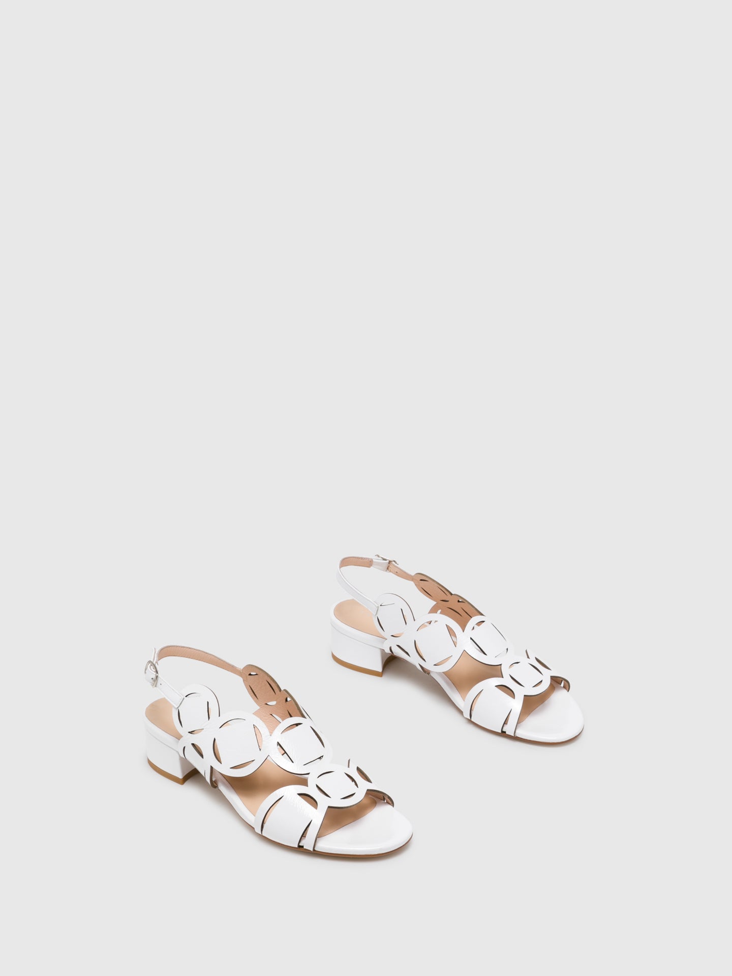 Sofia Costa White Buckle Sandals